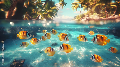 Tropical Fish Swim Under Pa...