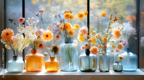 Flowers in Vases Decorate W...
