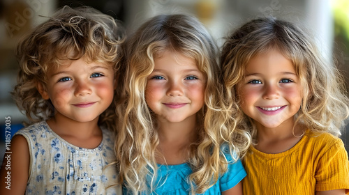 Three Cute Kids Smile Brigh...