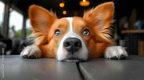 Cute Dog Waits Patiently at...