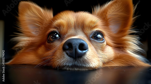 Fluffy Dog Rests Head, Watc...