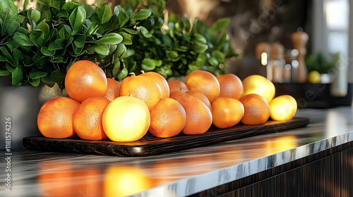 Oranges Sit on a Wooden Tra...