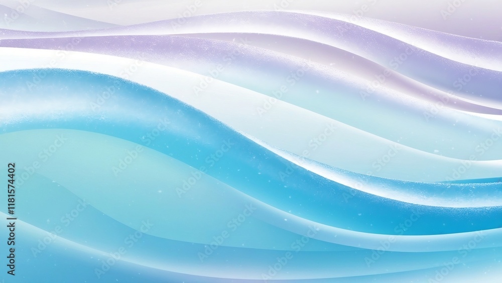 Fototapeta premium Ethereal winter waves with sparkling snow particles create a serene arctic landscape in cool blues and purples, perfect for frosty seasonal designs