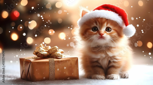 Cute Kitten Celebrates Wint...