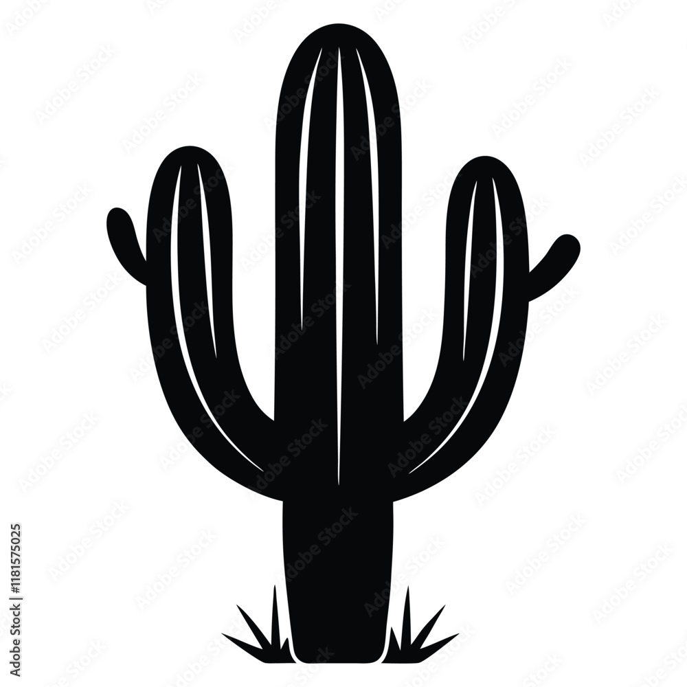 Obraz premium cactus black vector silhouette isolated