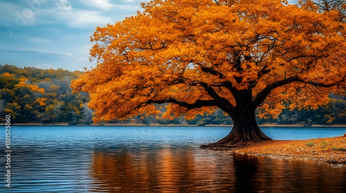 Golden Autumn Tree Reflects...