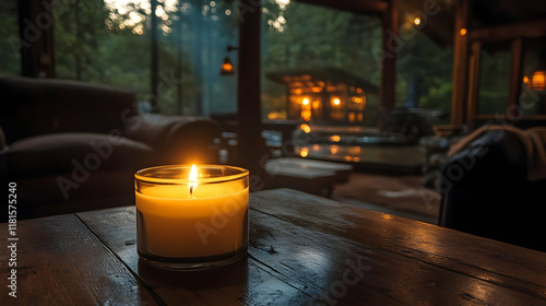 Candle Illuminates Cozy Cab...