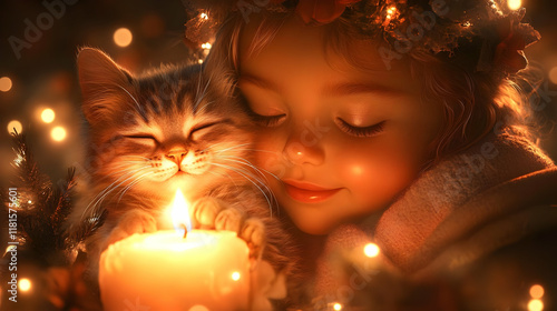 Kitten and Child Share Warm...