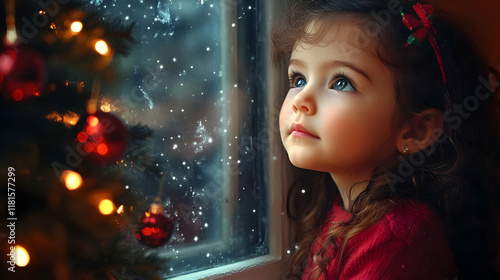 Child Looks Out Window at F...