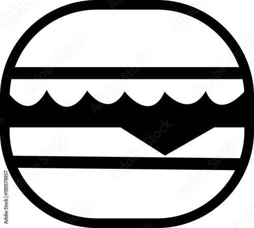 A minimalist vector icon of classic hamburger with bun, lettuce, cheese, and multiple layers, beef cheeseburgers. fast food signs, isolated on transparent background, used for mobile app, web.