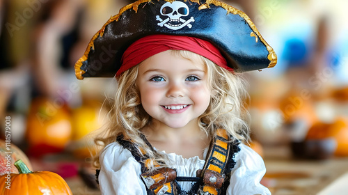 Child Smiles in Costume wit...