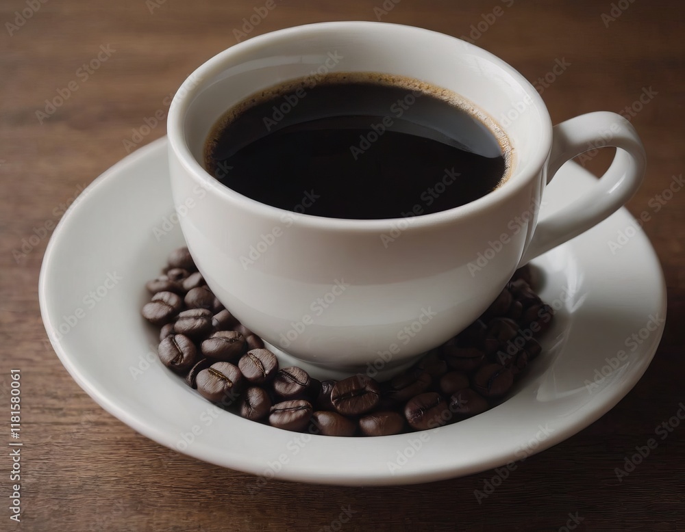 cup of coffee on table, realistic illustration cup of coffee on table, realistic illustration