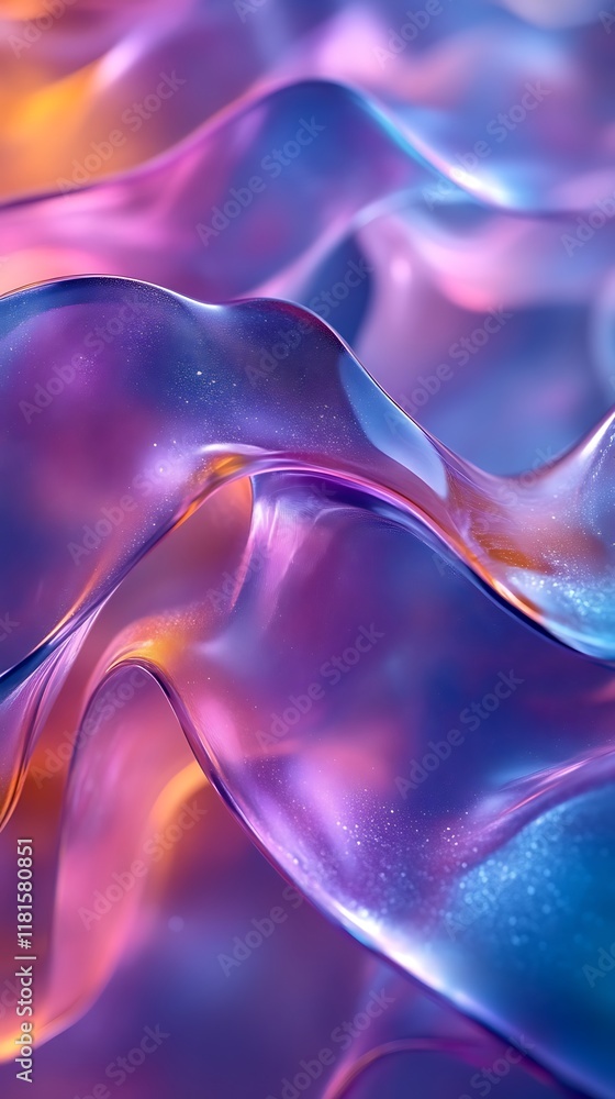 Naklejka premium Abstract iridescent liquid, flowing, wavy, vibrant colors.