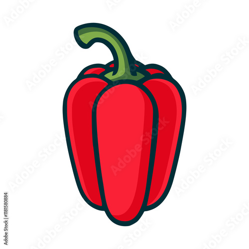 red pepper vegetable food healthy nature flat color vector illustration template design