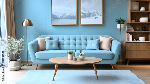 Blue Sofa Complements Moder...