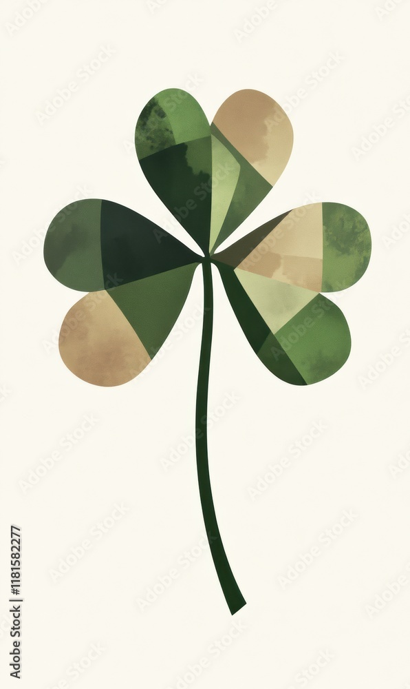 Modern Stylized Four-Leaf Clover Vector Art on a Minimal Background, St. Patrick's Day, illustration Modern Stylized Four-Leaf Clover Vector Art on a Minimal Background, St. Patrick's Day, illustration