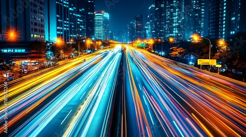 City Lights Streak Across H...