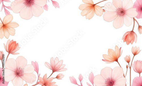 Delicate pink floral border design