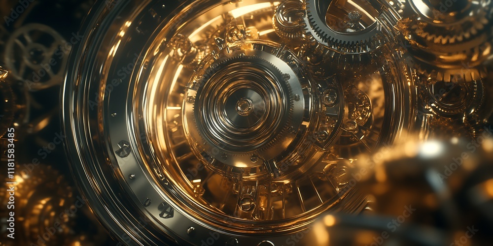 Intricate Gold Mechanical Gears in Industrial Macro Photography Aesthetic : Generative AI Intricate Gold Mechanical Gears in Industrial Macro Photography Aesthetic : Generative AI