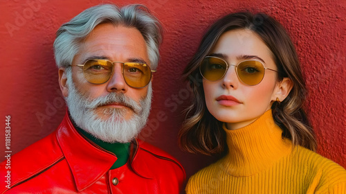 Couple Wears Sunglasses, Po...