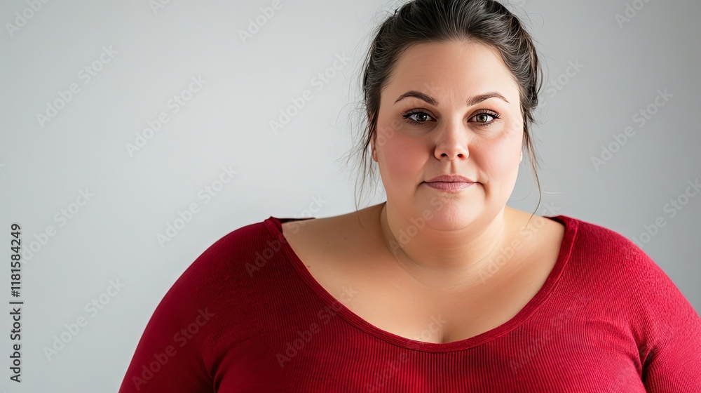 Portrait of a Plus-Size Woman in a Red Top Portrait of a Plus-Size Woman in a Red Top