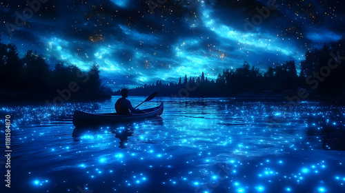 Canoe Glides on Bioluminesc...