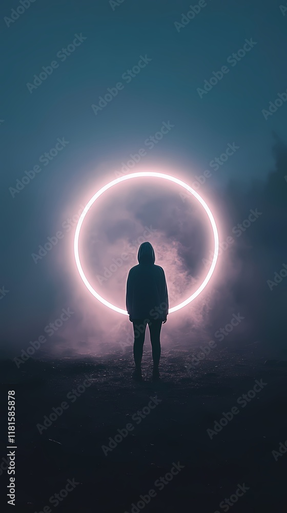 Fototapeta premium Digital Technology Circular Space Gate Poster Background