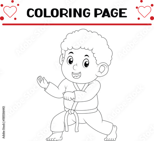 karate boy is ready fighting attack enemy coloring page for kids