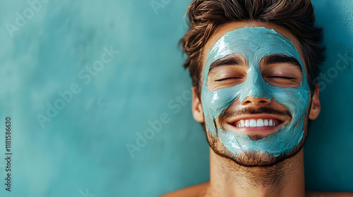 Man Relaxes with Face Mask,...