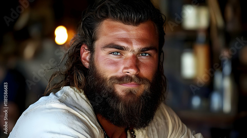 Man with Beard Poses Indoor...