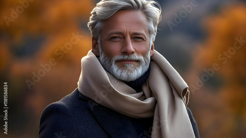 Man Wearing Scarf and Coat ...