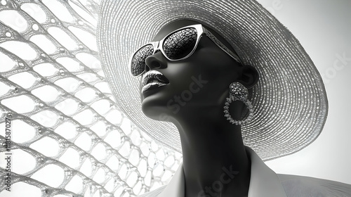 Fashion Model Wears Sunglas...