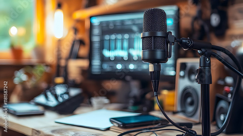 Microphone Captures Audio w...