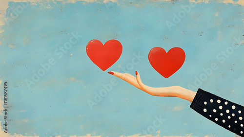 Two Hearts Float Gently Abo...