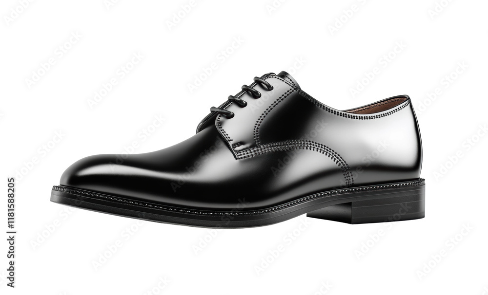 Elegant black leather oxford shoe illustration, glossy formal footwear with detailed stitching, classic design for business or events, stylish and timeless isolated on transparent background Elegant black leather oxford shoe illustration, glossy formal footwear with detailed stitching, classic design for business or events, stylish and timeless isolated on transparent background