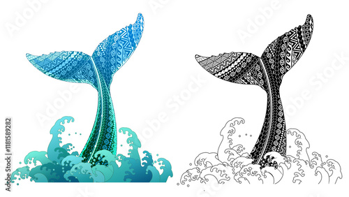 Photography Maori pattern whale tail illustration transparent background