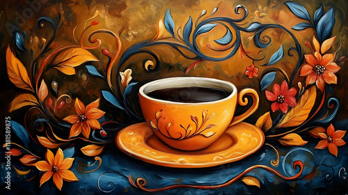 Coffee Cup Sits on Saucer w...
