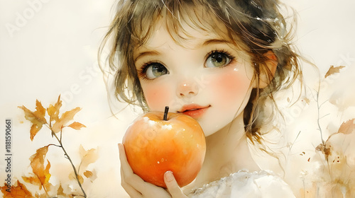 Girl Holds Apple Amidst Aut...