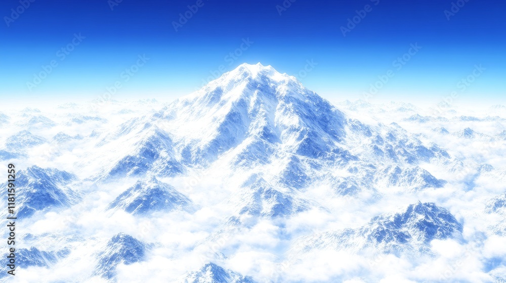 Aerial View of Snowy Mountain Peaks Above Clouds Aerial View of Snowy Mountain Peaks Above Clouds