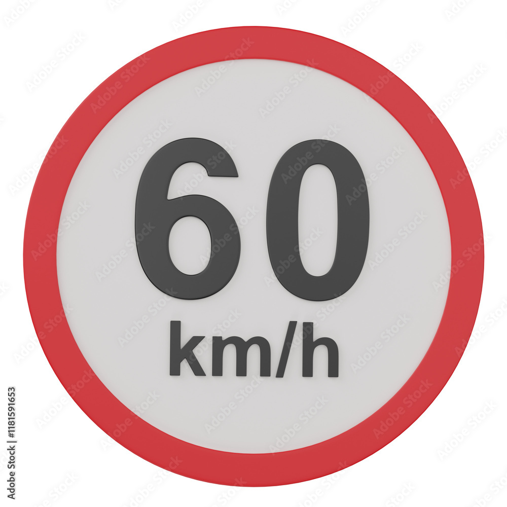 3d render 60km/h street sign illustration 3d render 60km/h street sign illustration