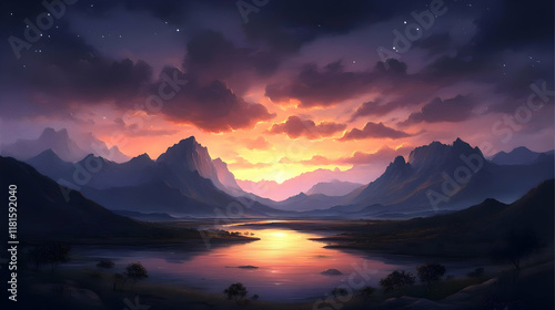 Sunset Paints Mountains, Ri...
