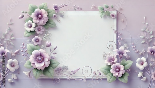 Wallpaper Mural Lilac and Lavender Floral Frame on a Soft Purple Background Torontodigital.ca