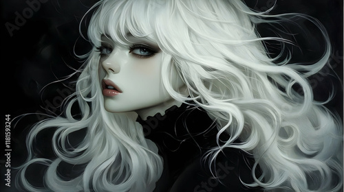 White Hair Fantasy Art: Gir...