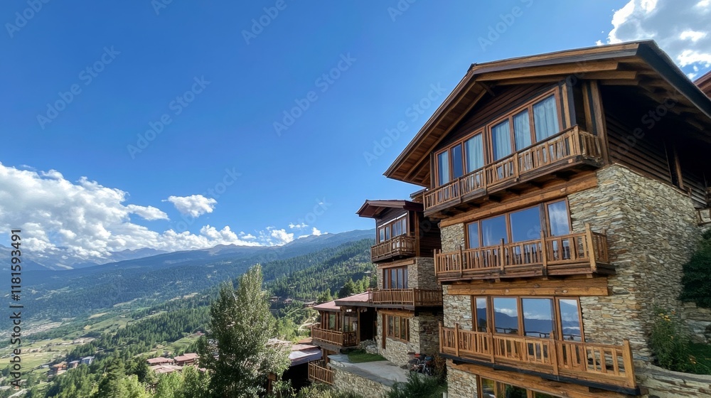 Stunning Mountain Lodge with Wooden Facade Stunning Mountain Lodge with Wooden Facade
