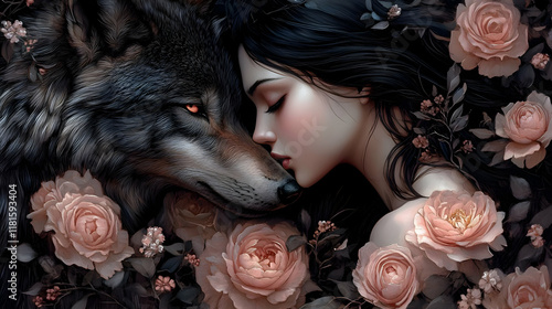 Wolf and Woman Share a Tend...