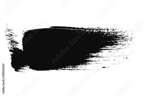 Big Brush Stroke Smudge Isolated on White Background. Grunge Distressed Paint Brush Stroke Silhouette. Hand draw big bold brush for retro cover, banner, poster
