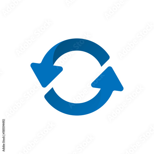 flat illustration of two circular arrows with gradient colors. refresh, sync, reload, or update functionalities. Minimalistic and versatile, for web interfaces, mobile apps, or software icons