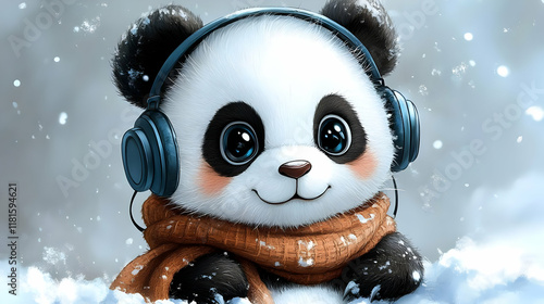 Adorable Panda Cub Enjoys W...
