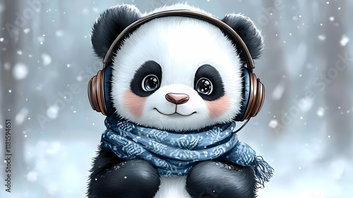 Cute Animal Wears Headphone...
