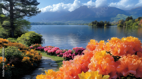 Flowers Bloom by the Lake w...